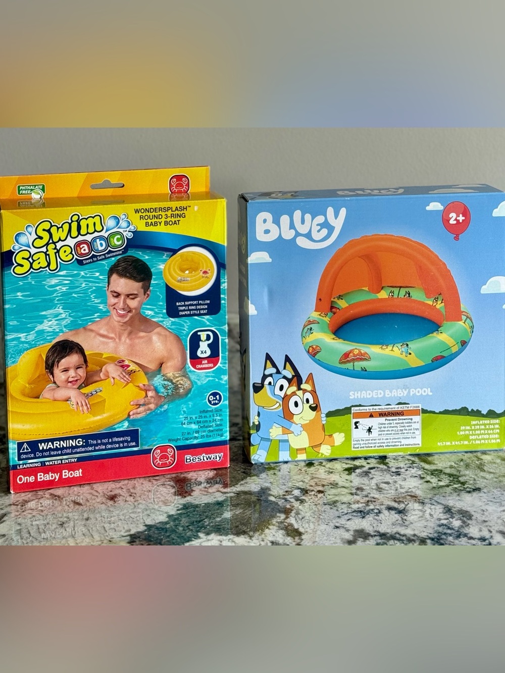 NWT Baby Swim Safe Float & Bluey Shaded Baby Pool - Baby Must-Haves!